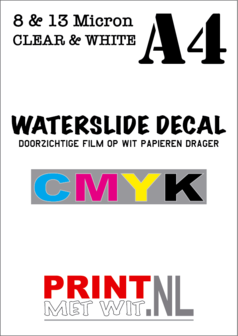 A4 Waterslide decal - Wit