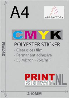 A3 PET Sticker in CMYK (permanent klevend)