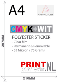 A4 PET Sticker in CMYK+White