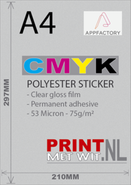 A3 PET Sticker in CMYK (permanent adhesive)